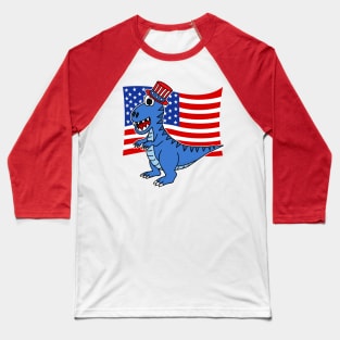 4th July T-Rex American Flag Dinosaur Baseball T-Shirt